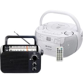 RETEKESS TR621 CD و CASSETTE PLAWER COMBO ، راديو AM FM مع التحكم عن بعد ، USB ، منفذ TF و TR604 AM FM Radio Portable Battery يعمل بواسطة 3 D Batteries AC طاقة AC للشيوخ