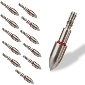 100 Grains ID 6.20mm/0.244inch Arrowheads 19/64" Archery Screw-in Field Points Stainless Steel Tips with O-Ring for Targeting Hunting (Pack of 12)