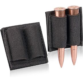 2 Round Bullet Holder for Rifles Side with Adhesive Backing Sticker，Touch Fastener for 7.62 Magazine Strips Quick Reloading, Hunting, and Shooting Accessories (Black)