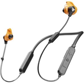 Decibullz Safe + Sound Wireless Bluetooth Headphone & Decibullz Custom Molded Earplugs, Comfortable Hearing Protection for Shooting, Hunting, Travel, Work, & Concerts (Orange)