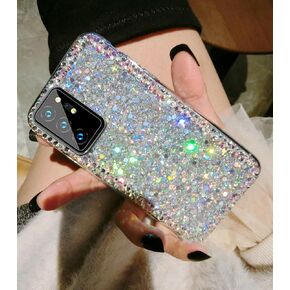 for Samsung Galaxy S24 Ultra 5G Case,3D Glitter Women Girly Sparkle Bling Luxury Crystal Rhinestone Diamond Bumper Protective Back Phone Case for Samsung Galaxy S24 Ultra 5G (Silver)