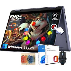 Dell Inspiron 7445 Business Laptop - 14" FHD+ 2-in-1 Touchscreen, AMD Ryzen 5 8640HS, 32GB DDR5 RAM, 2TB SSD, Backlit KB, Dolby Atmos, Office Lifetime License, Win 11 Pro