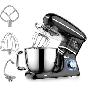 Electric Stand Mixer, 6.5QT Removable Stainless Steel Mixing Bowl, 6+P Speed Adjustable Kitchen Mixer with Dough Hook, Egg Whisk & Beater (White)