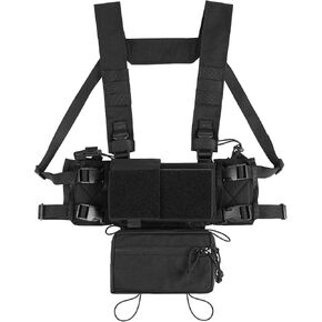 Tactical Chest Rig, MOLLE Compatible Plate Carrier System, 5.56/7.62 Mag Pouches, Detachable Panels