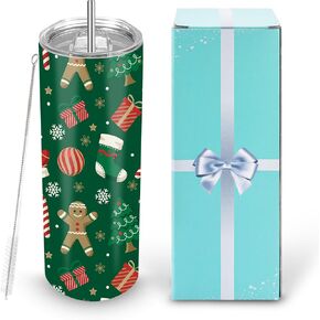 D·S 10 Pack Sublimation Tumblers Bulk 20 oz Skinny Straight Flat Bottom Blank Tumbler Cups with Individual Gift Boxed for Heat Transfer DIY Craft