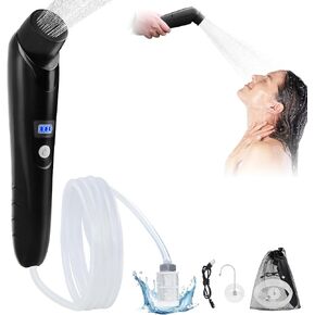 Portable Shower for Camping - Camp Shower with Rechargeable Battery and Filtered, Waterproof Handheld Shower Head Outdoor Shower for Hiking, Beach Washing, Travel, Pet Bath, Car Washing