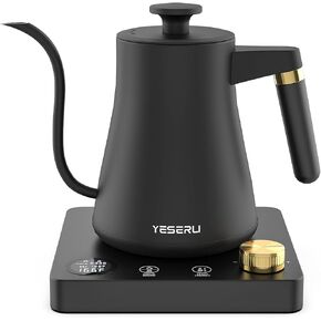 Electric Gooseneck Kettle,1200W Electric Kettle for Pour-over Coffee & Tea Auto Shutoff and Anti-dry Protection,Ergonomic Handle Design, 100% 304 Stainless Steel, 1L, Matte Black(Classic)