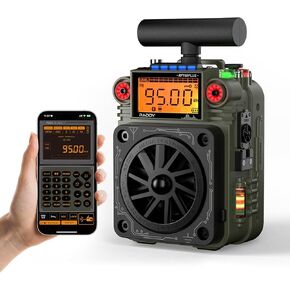 Raddy RF750 Plus AM FM SW Shortwave Radio with NOAA Alert, Portable Mini Radio with APP Control, 297 Preset Stations, Replaceable Battery, T-Type Antenna, SOS Alarm for Camping, Emergency(Army Green)