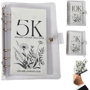 12-Month Envelopes Money Saving Challenge Binder,Savings Binder, Budget Binder With Cash Envelopes, Easy and Funny Way to Save 5K/10K Dollars, Money Binder For Cash Saving (10K)