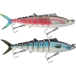 8-Segment Multi-Jointed Fishing Lures, 3D Lifelike Eyes Slow Sinking Fishing Tackle, Fishing Bait with Premium Fishing Hooks - Great Fishing Accessories for River, Lake & Sea Fishing