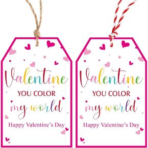 Valentines Gift Tags Happy Valentine's Day Gift Tags with String, 50 PCS Valentines Heart Gift Tags Valentine Design Personalized Tags for Gift Wrapping, Valentine's Day Decoration (Red and White) in Kuwait