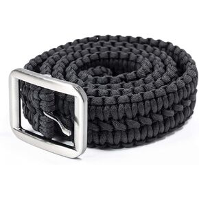 EDC Survival 550 Paracord Belt with Stainless Steel Buckle, 52 inch (Universal Fit, 3 colors)