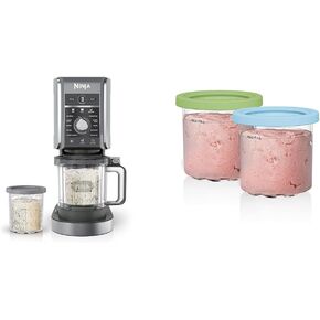 Ninja NC501 CREAMi Deluxe 11-in-1 Ice Cream & Frozen Treat Maker & More, 11 Programs & XSKPLID2CD Pints 2 Pack, Compatible with NC299AMZ & NC300s Series Creami Ice Cream Makers