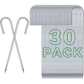 30 Pack 12" Ground Rebar Stakes, J Hooks Tent Stakes Heavy Duty with Chisel Point End, Securing Pins, Soccer Goals, Camping Tents, Garden Decoration
