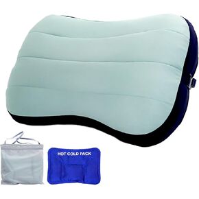 Inflatable Beach Pillow, Camping Pillow for Neck Support, Portable Pool Lounger, Lightweight Air Pillow for Travel, Beach, Pool, and Outdoor Use (Aqua Green)