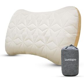 Inflatable Camping Travel Pillow, Lightweight Backpacking & Hiking Pillow with Removable Cover, Large Size (23.62"x12.99"x4.72")