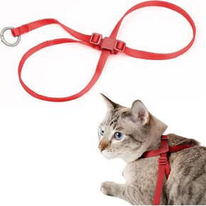 Cat Harness, IDA Awarding, Escape-Proof Anti-Choking Harness Nylon & Lightweight Anodized Aluminum Training Harness Adjustable for Cats Outdoor Walking (Vivid Red, M (35.4 inch))