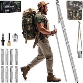 Tactical Walking Stick, Multi-Functional Survival Hiking Stick, Height Adjustable Trekking Poles, Walking Stick with Tools, Sturdy Walking Staff for Camping, Ease of Assembly