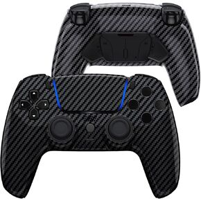 eXtremeRate LUNA Redesigned Graphite Carbon Fiber Pattern Front Shell Touchpad Compatible with ps5 Controller BDM-010 BDM-020 BDM-030, 4 Back Buttons RISE4 Remap Kit for PS5 Controller BDM 010 BDM 020