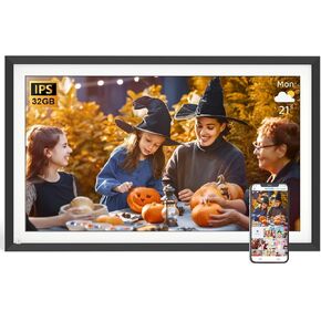 Large 15.6-inch Digital Photo Frame - Digital Picture Frames with Full HD Touchscreen, 32GB Wall-Mounted WiFi Frames, Remote Control, Easily Share Photos & Videos, Unlimited Cloud Storage