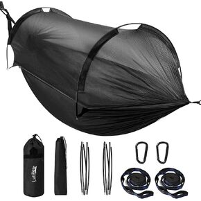 Lulladle Ultralight 2 Person Camping Hammock Mesh House Type Hammock Portable Travel Hanging Hammock 500lbs Durable Parachute Nylon Easy Setup and Pack for Backpacking Hiking Backyard