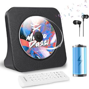 CD Player Portable with 4000mAh Rechargeable Battery, Bluetooth CD Player with Speakers for Home/Car, Radio CD Players with Remote Control/AUX Headphone Jack/USB Input