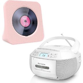 Greadio CD Player Boombox Cassette Player+Desktop CD Player with Bluetooth 5.0, HiFi Sound Speaker, CD Music Player with Remote Control for Home, Kids, Kpop, Gift