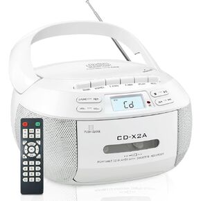 CD Cassette Boombox Player Combo with Bluetooth,AM FM Radio,Sunoony Remote Control with Dual Speakers,Tape Recording,AUX/USB Drive,AC/DC Powered,LCD Display,Headphone Jack for Home,Kids,Seniors,Gift