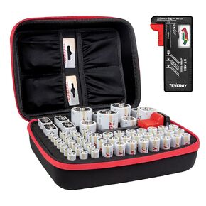 Tenergy Storage Case with 60 Pack of Alkaline Batteries, 24 Pack AA Batteries, 24 Pack AAA Batteries, 4 Pack C Size Batteries, 4 Pack D Size Batteries, and 4 Pack 9V Size Batteries