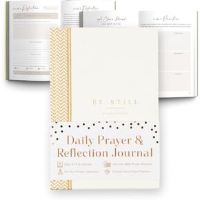 The Daily Prayer Journal: Scriptures for Men and Women, 5.5x8 Bible Study and Prayer Tracker, Christian Gift for Spiritual Growth and Reflection, White Chevron