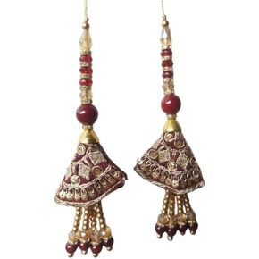 Beaded Blouse Tassels Salwar Kameez Saree Latkans Accessory Craft Sewing 1 Pair (Yellow)