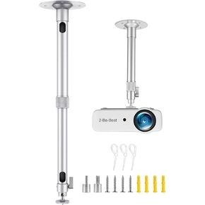 2-Be-Best Upgraded Projector Mount 23-42in / 58-105cm Long Projector Ceiling Mount High Profile Extendable Mount Adjustable Bracket Angle 360° Rotation Drop Ceiling Projectors Mounts Silver Universal