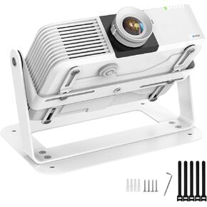 360° Adjustable Stand Desktop Projector Mount Base - Projector Ceiling Mount with Adjustable Plate Arms with 4 Install Holes with Cable Ties