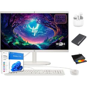 HP 22 inch FHD All-in-One Desktop Computer PC 2025 Flagship, 32GB RAM, 1.5TB Storage (1TB SSD + 500GB Ext), Intel Celeron CPU, Webcam, WiFi 6, HubxcelAccessory, Win 11 Pro, Lifetime Office 2024