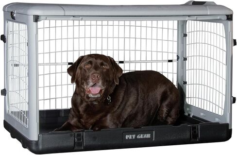 Pet Gear “The Other Door" 4 Door Steel Crate for Dogs/Cats with Removable Tray, Fog, 42 Inch in Kuwait