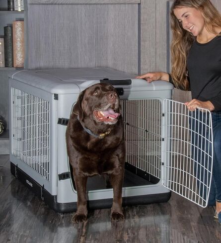 Pet Gear “The Other Door" 4 Door Steel Crate for Dogs/Cats with Removable Tray, Fog, 42 Inch in Kuwait