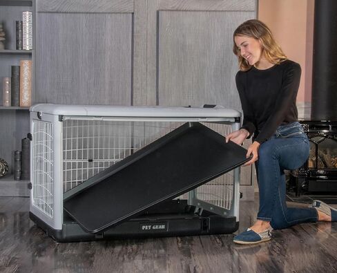 Pet Gear “The Other Door" 4 Door Steel Crate for Dogs/Cats with Removable Tray, Fog, 42 Inch in Kuwait