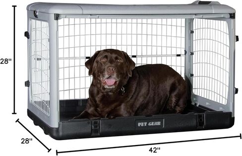 Pet Gear “The Other Door" 4 Door Steel Crate for Dogs/Cats with Removable Tray, Fog, 42 Inch in Kuwait