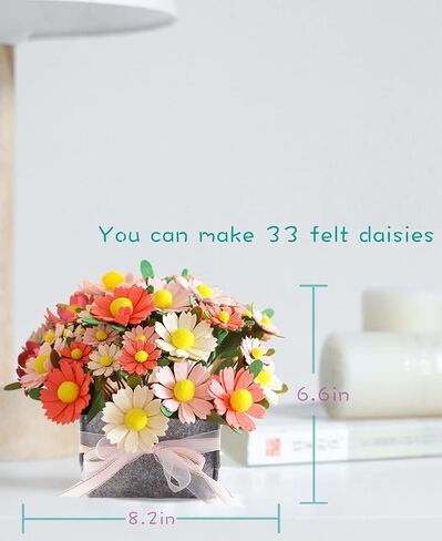 BAZIMA DIY Felt Flower Art Craft Kit,DIY Felt Daisy Bouquet Kit,30 Daisy, Floral Gifts,Beginner Craft Kit,Arrange Pre-Cut Felt Flowers and Foliage (Mint Green) in Saudi Arabia