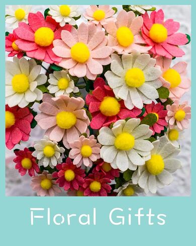 BAZIMA DIY Felt Flower Art Craft Kit,DIY Felt Daisy Bouquet Kit,30 Daisy, Floral Gifts,Beginner Craft Kit,Arrange Pre-Cut Felt Flowers and Foliage (Mint Green) in Saudi Arabia