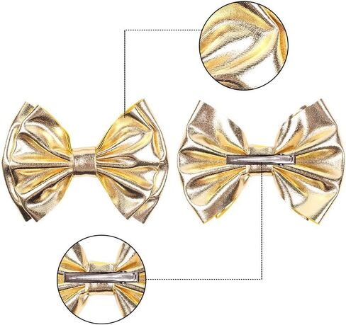 Baby Girls Hair Bow Clip Candy Color Bronzing Alligator Bow Hair Clip Hair Accessories for Little Girls Kids Toddlers ZFJ40 (Silver) in Kuwait