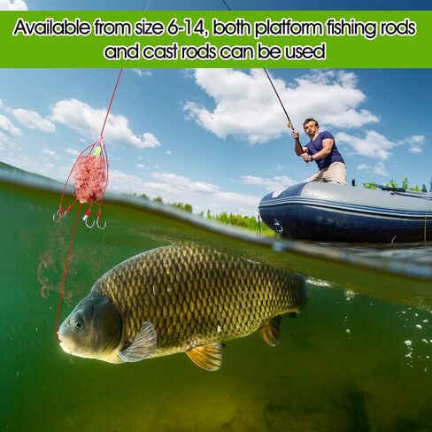 9 PCS Carp Fishing Hooks 6# -14# Baits Frure Trap Hooks Spring Bait Cage Hooks with Spring Carp Carp Tackle in Kuwait