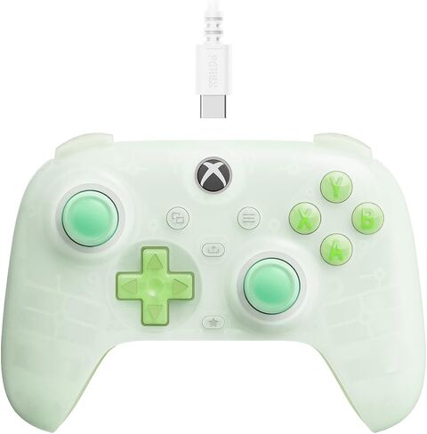 8Bitdo Ultimate Mini Wired Controller with RGB Lighting Fire Ring, Hall Effect Joysticks and Triggers, for Xbox Series X|S, Xbox One, Windows 10/11 - Officially Licensed (Translucent Green) in Saudi Arabia