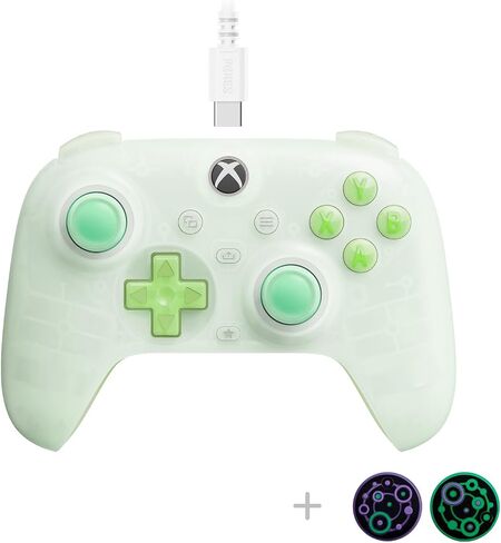 8Bitdo Ultimate Mini Wired Controller with RGB Lighting Fire Ring, Hall Effect Joysticks and Triggers, for Xbox Series X|S, Xbox One, Windows 10/11 - Officially Licensed (Translucent Green) in Saudi Arabia