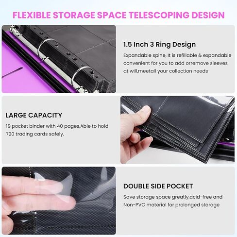 Trading Card Binder 9 Pocket, 720 Pockets Collectible Trading Card Album,Double Sided Pockets Card Holder Carry Case for Baseball Card, Football Card in Saudi Arabia