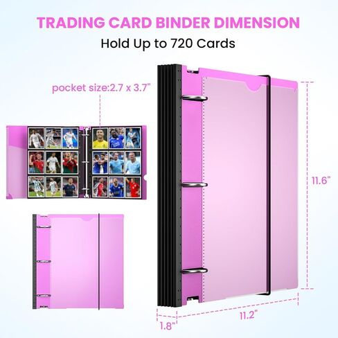 Trading Card Binder 9 Pocket, 720 Pockets Collectible Trading Card Album,Double Sided Pockets Card Holder Carry Case for Baseball Card, Football Card in Saudi Arabia