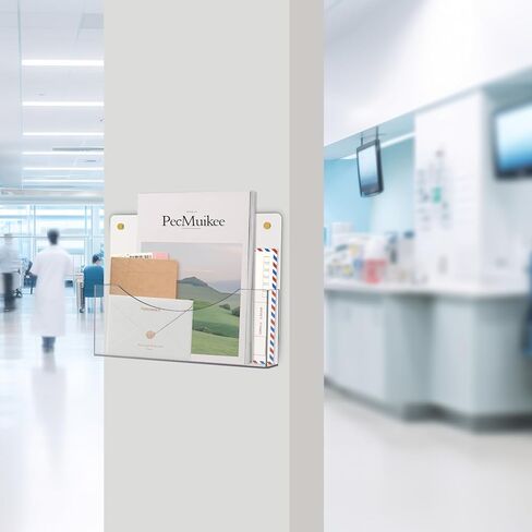 PecMuikee Wall File Organizer, Vertical Acrylic Mail Magazine Holder Wall Mount, 4 Colors of Screw Caps Included Hanging File Organizer for School, Office, Hospital, 2 Pcs in Saudi Arabia