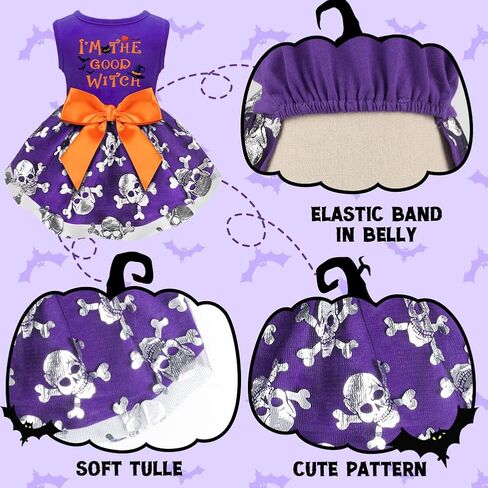 Dog Halloween Costumes Dog Dresses, Halloween Costumes for Dogs Funny Puppy Dress with Bow for Small Large Dogs, Pumpkin Witch Bat Pet Costume Halloween Christmas (Happy 4th of July, Large) in Kuwait