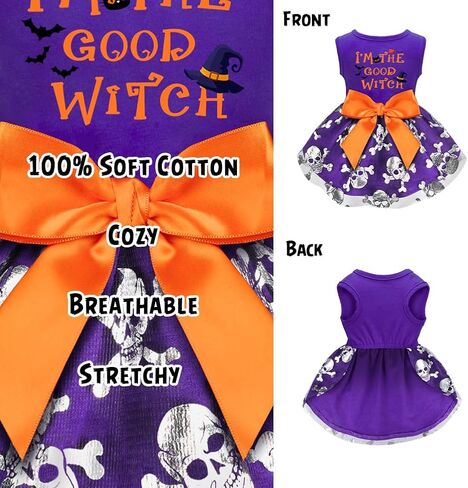 Dog Halloween Costumes Dog Dresses, Halloween Costumes for Dogs Funny Puppy Dress with Bow for Small Large Dogs, Pumpkin Witch Bat Pet Costume Halloween Christmas (Happy 4th of July, Large) in Kuwait