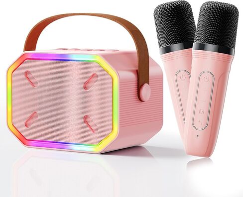 Mini Karaoke Machine with Kids Microphone,Bluetooth Karaoke Microphone Wireless for Singing,Birthday Easter Gifts for Kids Age 4 5 6 7 8 Year Old Girls Boys in Saudi Arabia